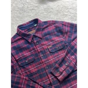 Orvis Plaid‎ Heavy Flannel Shirt Jacket Men Size L Button Down Lumberjack Barn